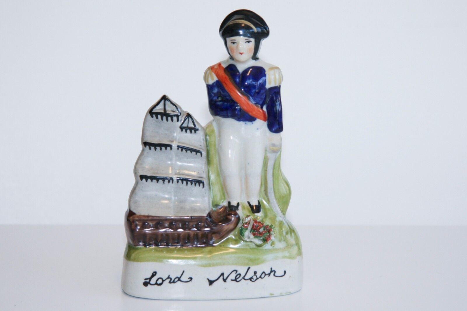 19th C Staffordshire Porcelain Figure Admiral Lord Horatio Nelson Trafalgar