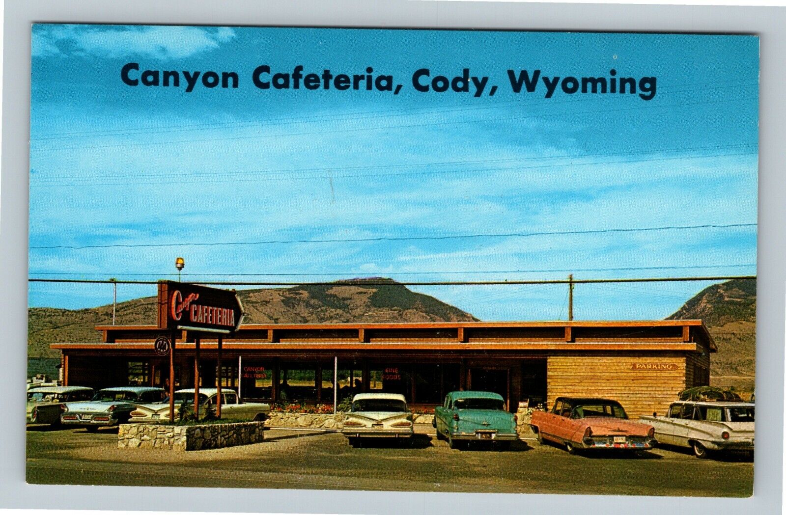 Cody WY, Canyon Cafeteria, Wyoming Vintage Postcard