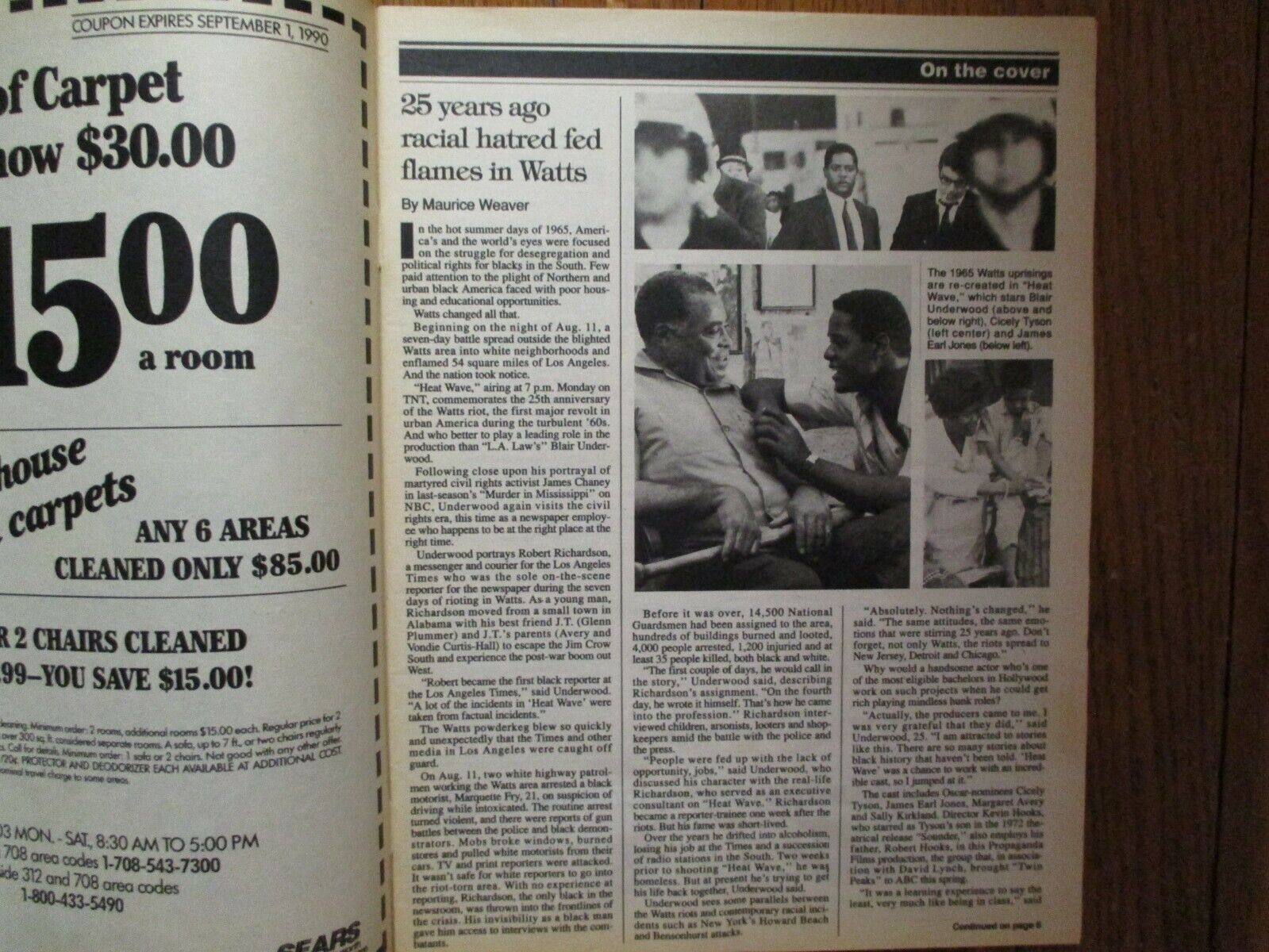 Aug 12-1990 Chicago Tribune TV Maga(BLAIR UNDERWOOD/THE HEAT WAVE/GUYS NEXT DOOR
