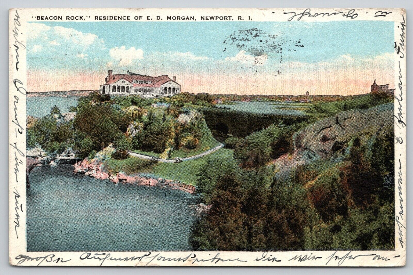 Postcard RI Newport Beacon Rock Residence Of E.D. Morgan WB A20