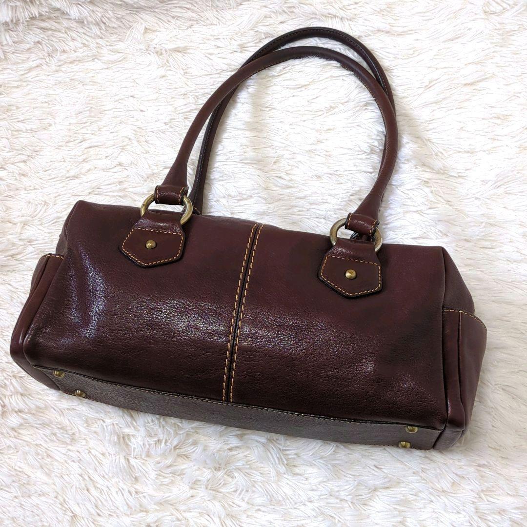 Tsuchiya Bag Boston Leather Tote Can Be Carried Over The Shoulder Brown