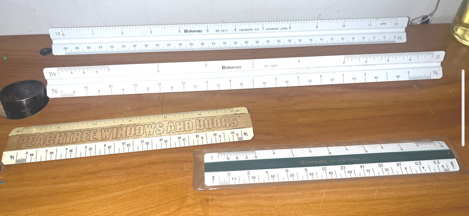 Lot Of 4 Vintage Drafting Architect Rulers  CHARVOZ 30-1211  ENGINEERS,