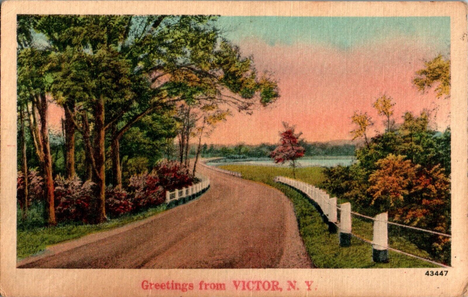 Greetings from Victor, New York NY Postcard