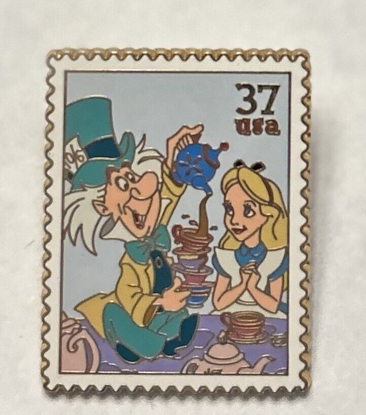 Disney US Postal Service - Alice in Wonderland & Mad Hatter Stamp USPS Pin