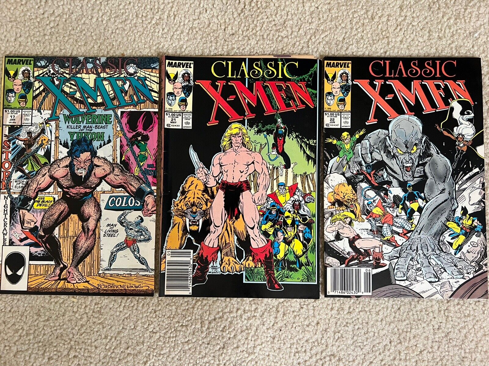 classic x-men lot #17, #21, #22 1988