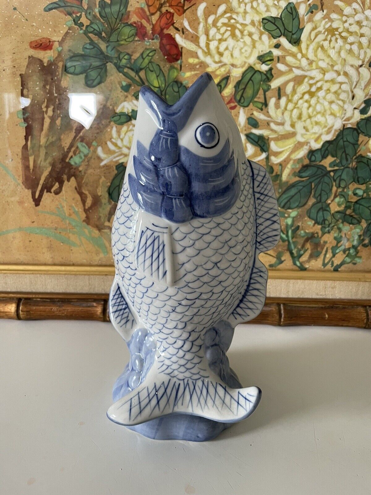 Vintage Ceramic Koi Fish Flower Vase