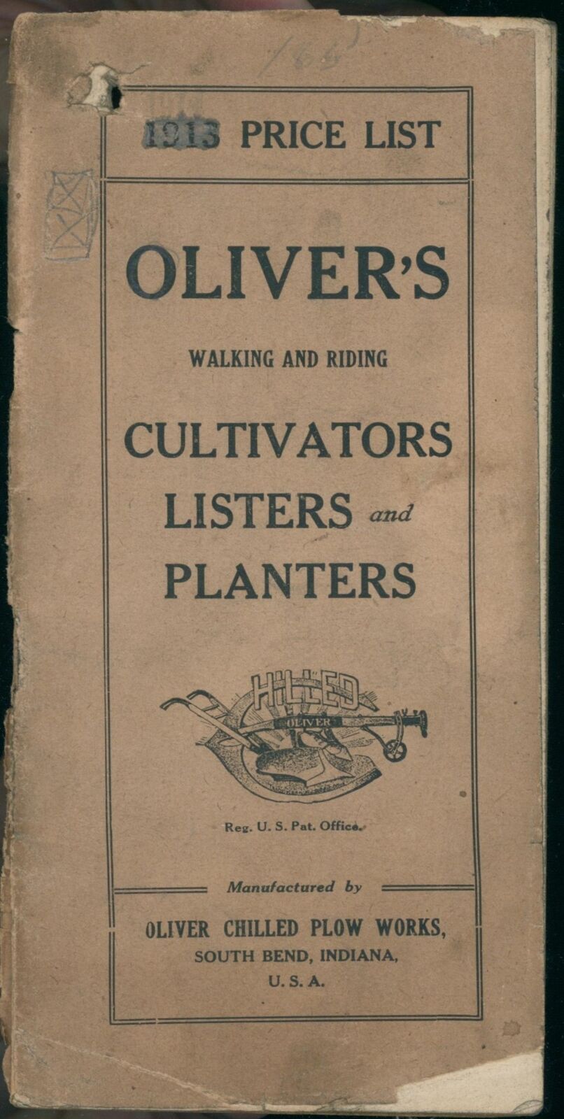1914 Oliver Chilled Plow Works Price List Cultivator Planter South Bend IN Farm