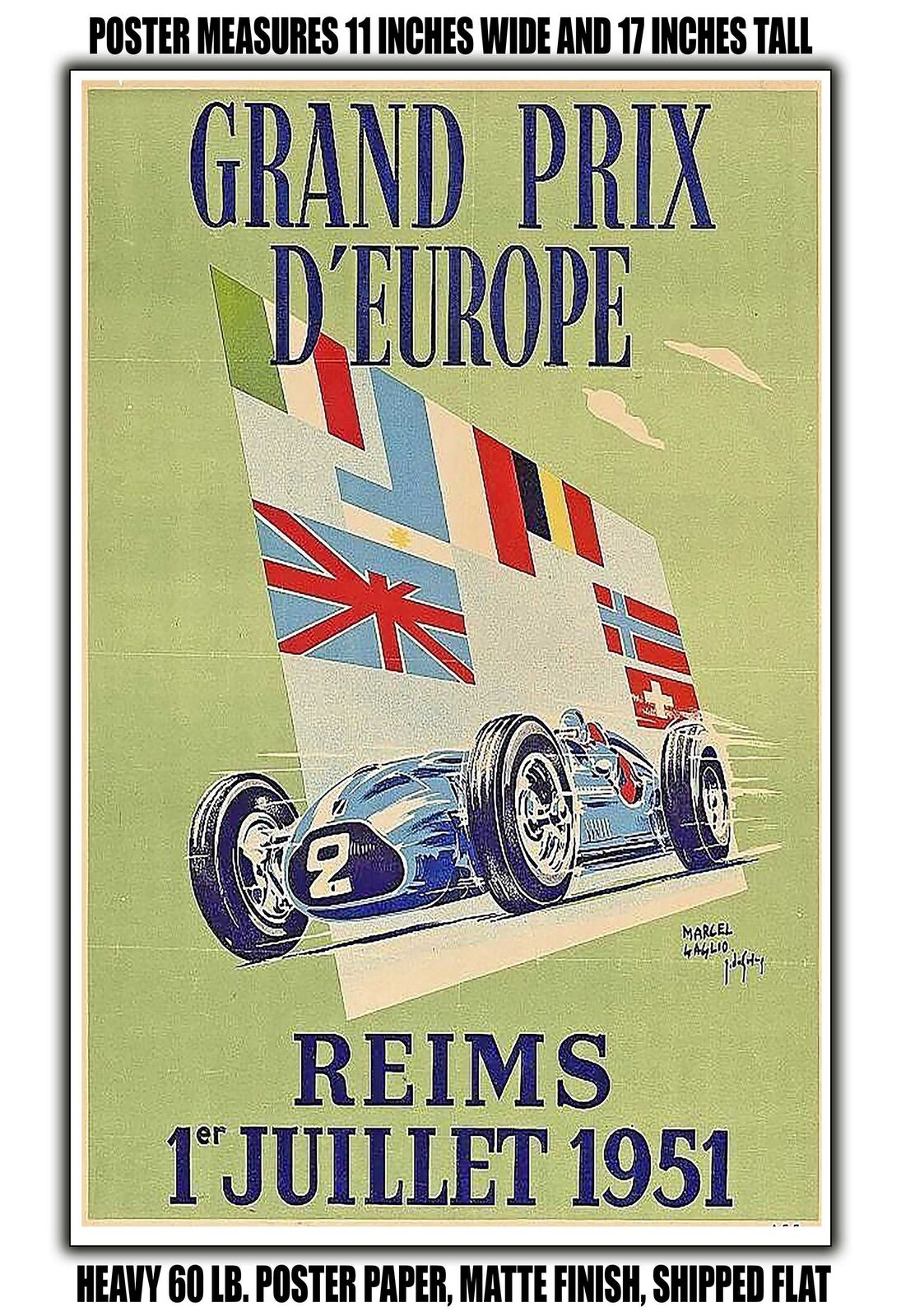 11x17 POSTER - 1951 Grand Prix Europe Reims 1er jullet 1951