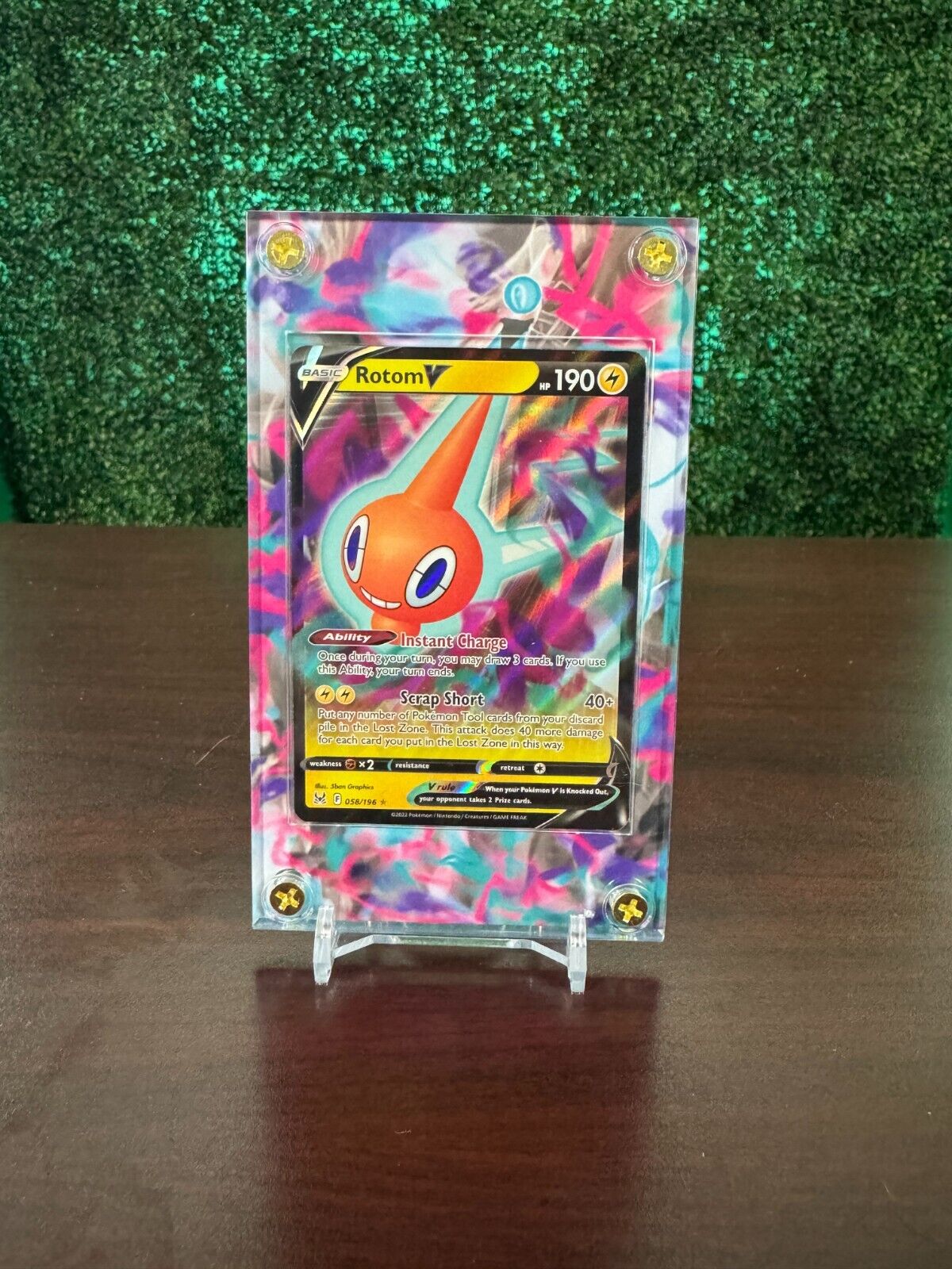 Pokemon Rotom V Extended Art Trading Card Case Display CARD INCLUDED