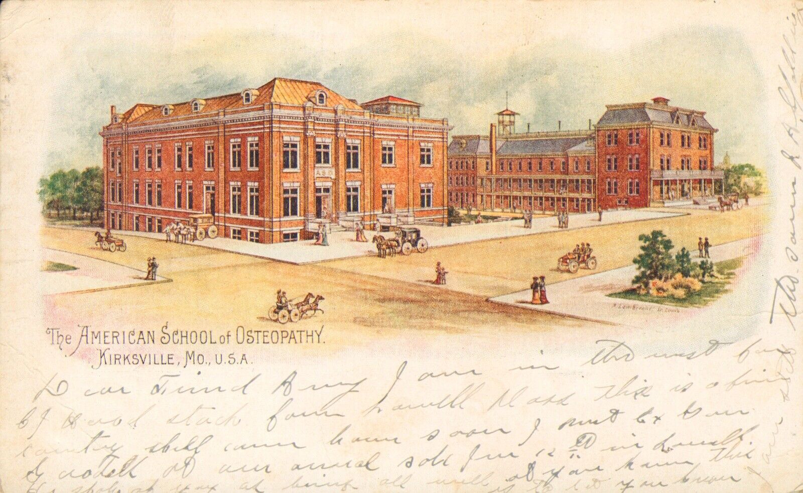 Postcard ANTIQUE 1907 AMERICAN SCHOOL of OSTEOPATHY, Kirksville,MISSOURI