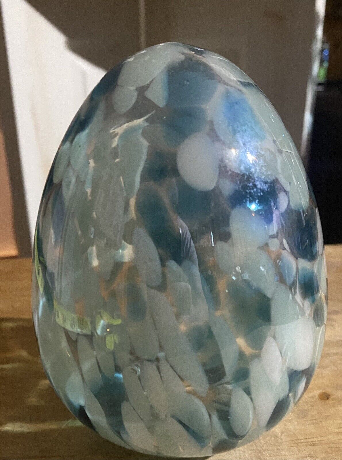 Blue/white Glass Egg