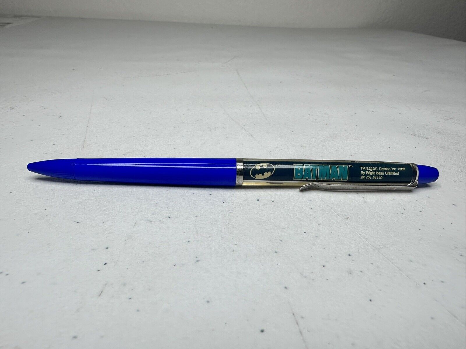 Rare 1989 Blue Batman Floating Action Pen - Denmark Edition - Batmobile Imagery