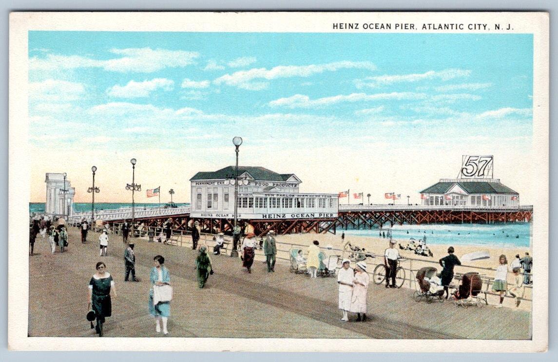 1920's HEINZ 57 OCEAN PIER PERMANENT EXHIBIT ATLANTIC CITY NJ ANTIQUE POSTCARD