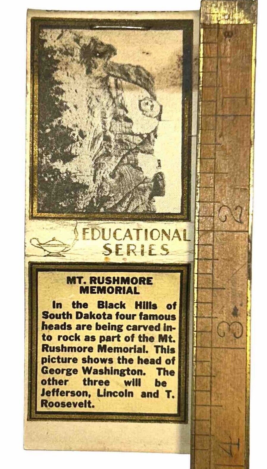 Antique Mt. Rushmore Memorial Matchbook Early Rare South Dakota Black Hill 1930s