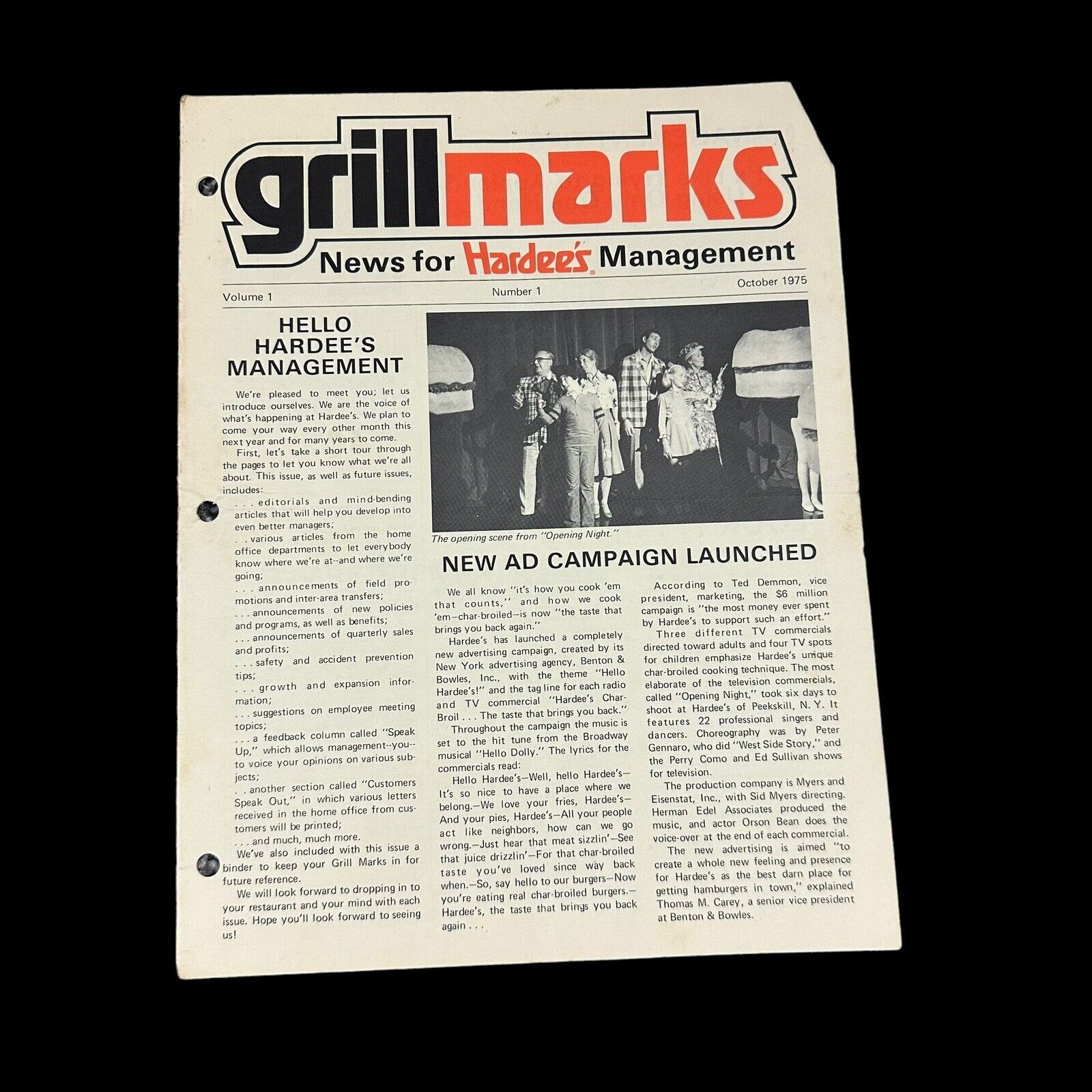 Vintage Grillmarks Issue 1 Hardees Management News Food Retirement Plan 1975 Ad
