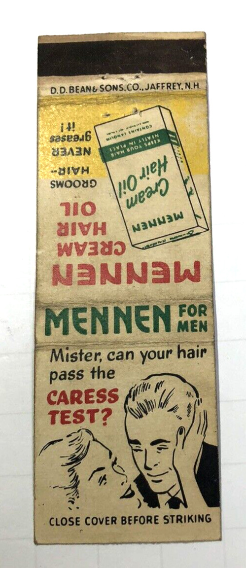 Vintage Matchbook Cover - Mennen For Men Cream Hair Oil c1940s Advertisement