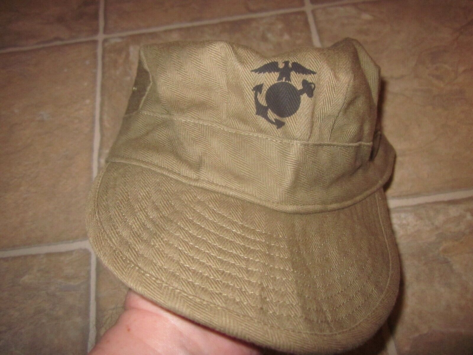 Repro WWII M1941 USMC Marine Corps HBT utility cover cap size 7  1/4 