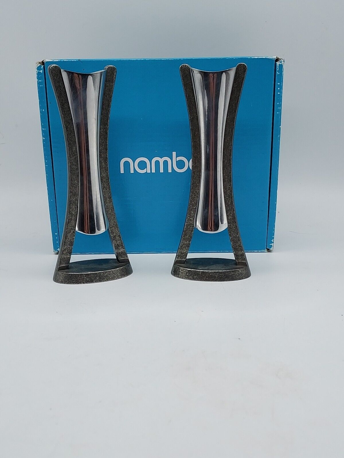 Nambe Anvil Set of two Metal Candle Holders Set Of 2   6.5\