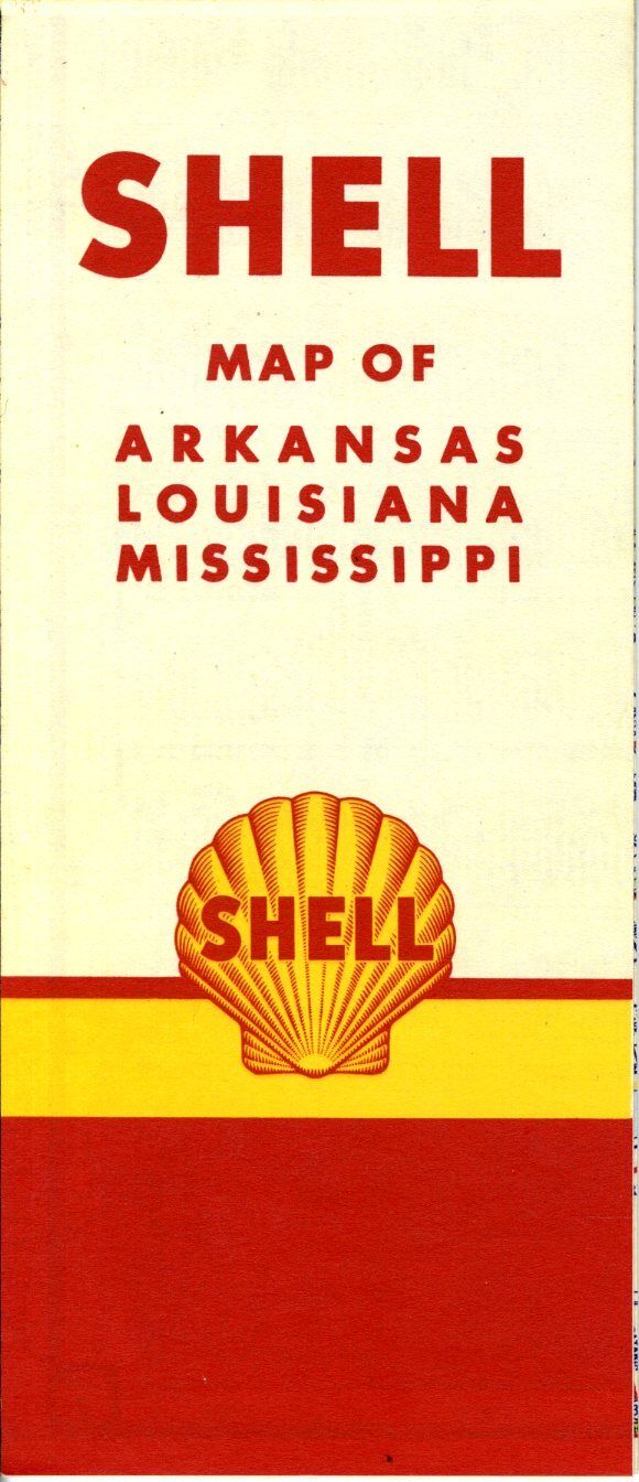 1950 Shell Road Map: Arkansas Louisiana Mississippi NOS