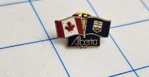VTG Lapel Pinback Hat Pin Alberta Canada Dual Flag Lapel Pin  Canada Maple Leaf 