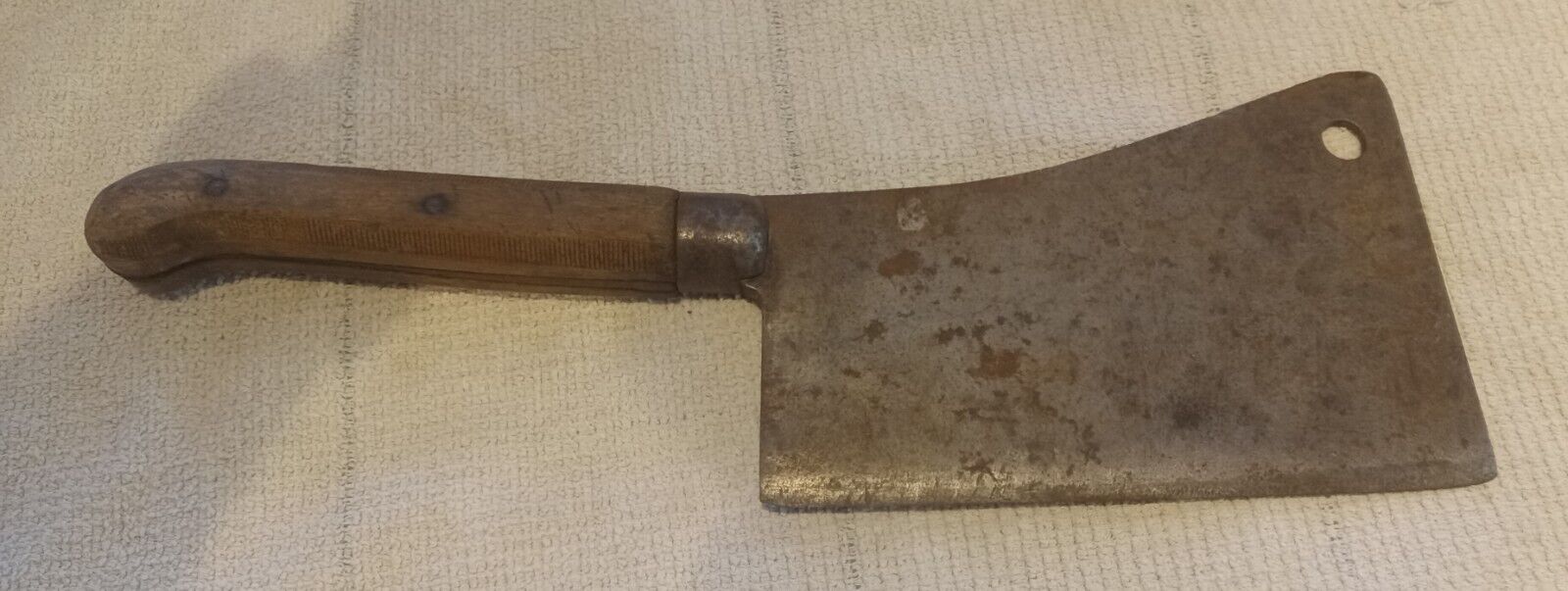 Antique Foster Arrow Mark #9 Meat Cleaver Butcher Knife Original Wood Handle