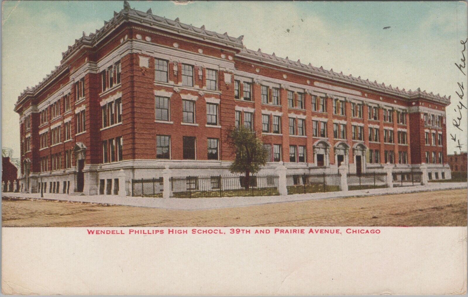 Wendell Phillips High School Chicago Illinois c1910 postcard C328