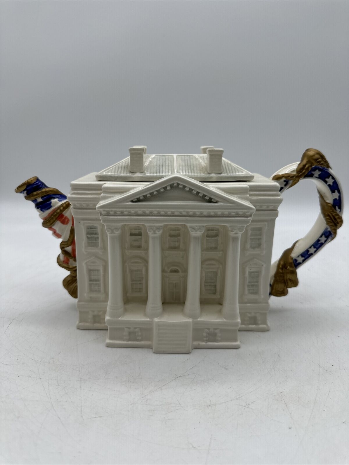Fitz And Floyd White House Collectible Tea Pot