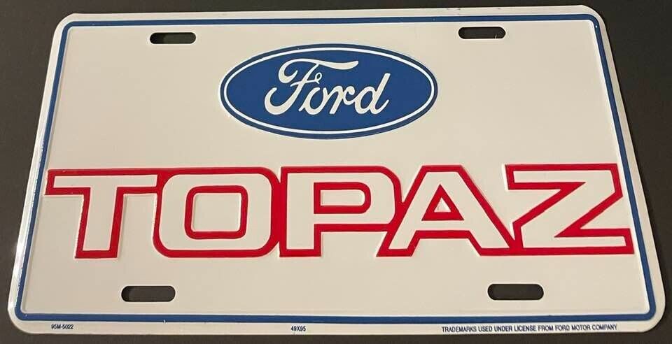 Vintage Ford Topaz Booster License Plate Classic Car Antique
