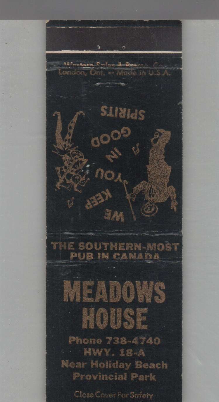 Matchbook Cover - Music Related Meadows House New Holiday Beach
