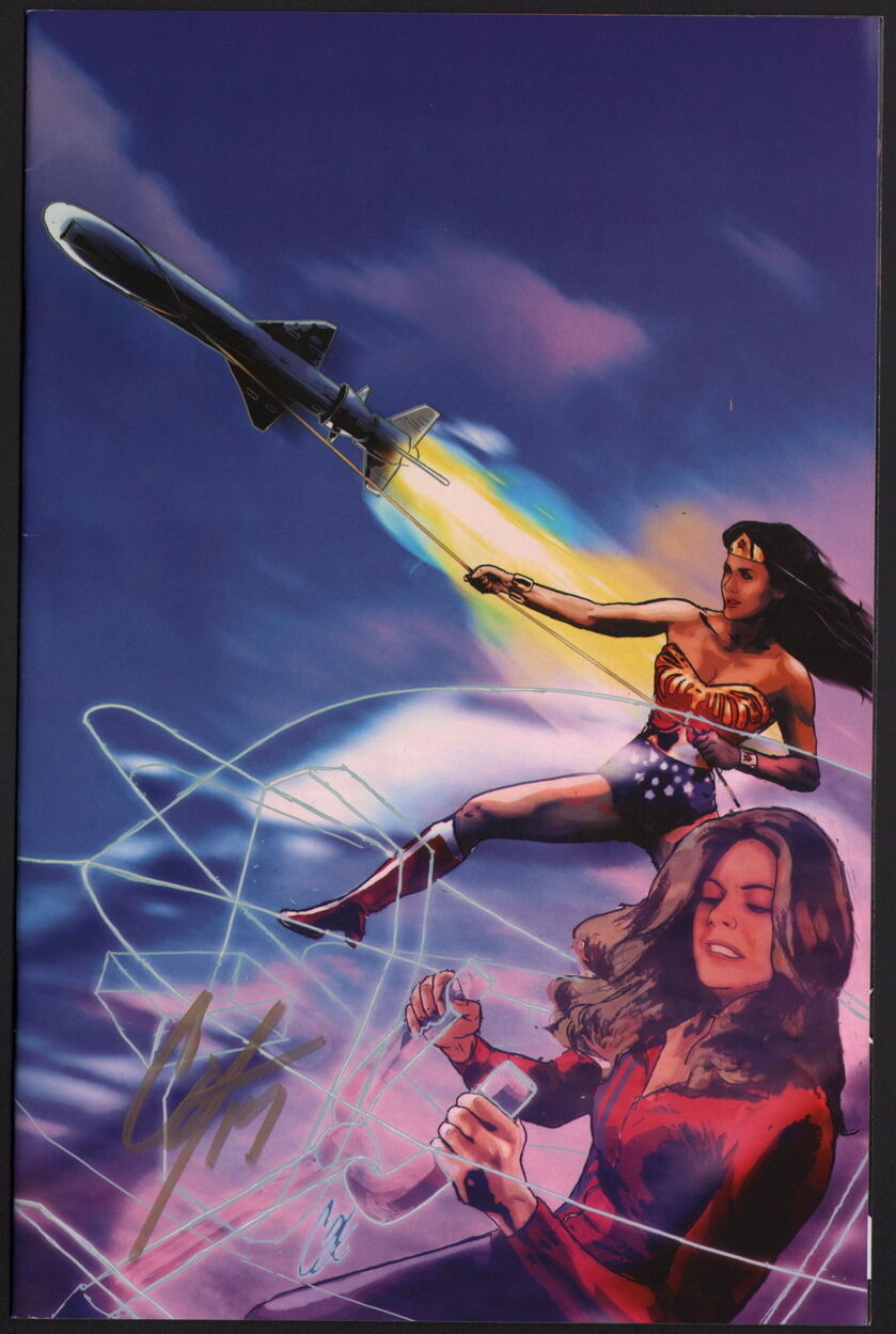 SIGNED Cat Staggs Wonder Woman 77 Meets The Bionic Woman #3 Virgin Variant Cover