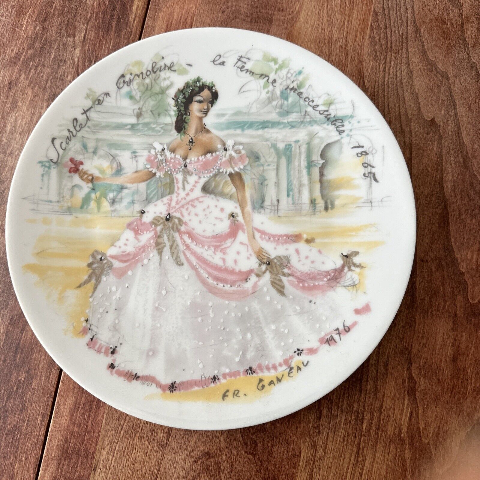 1865 Scarlet in Crinoline Plate D\'Arceau Limoges La Femme Inaccessible 8.5\
