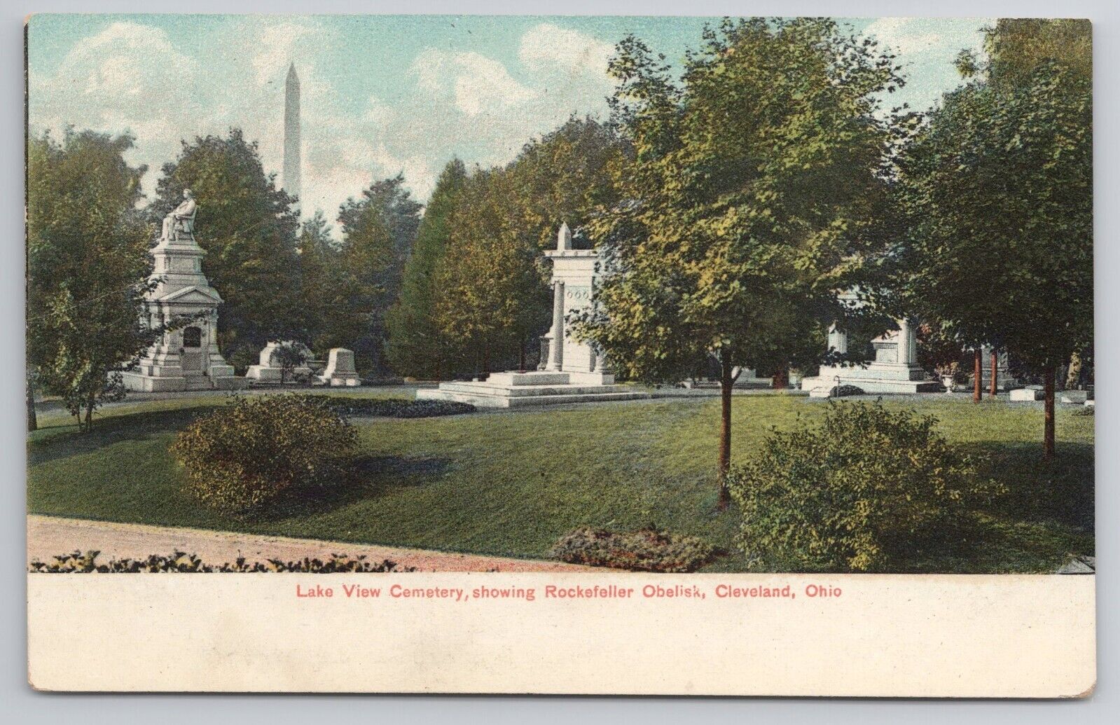 1907-15 Postcard Lake View Cemetery Rockefeller Obelisk Cleveland Ohio OH