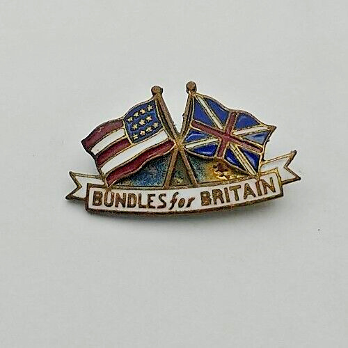 Bundles For Britain World War II Lapel Pin Military Enamel Gold Tone