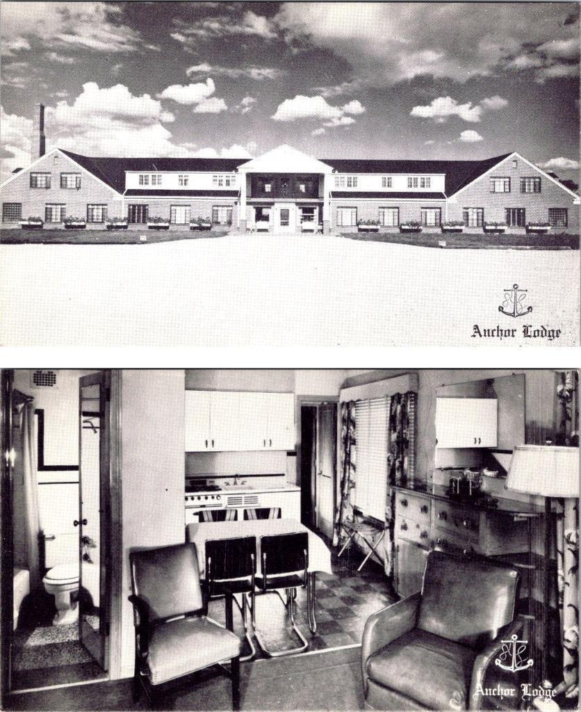 2~B&W Postcards Lorain, OH Ohio  ANCHOR LODGE HOTEL & ROOM/KITCHENETTE Roadside