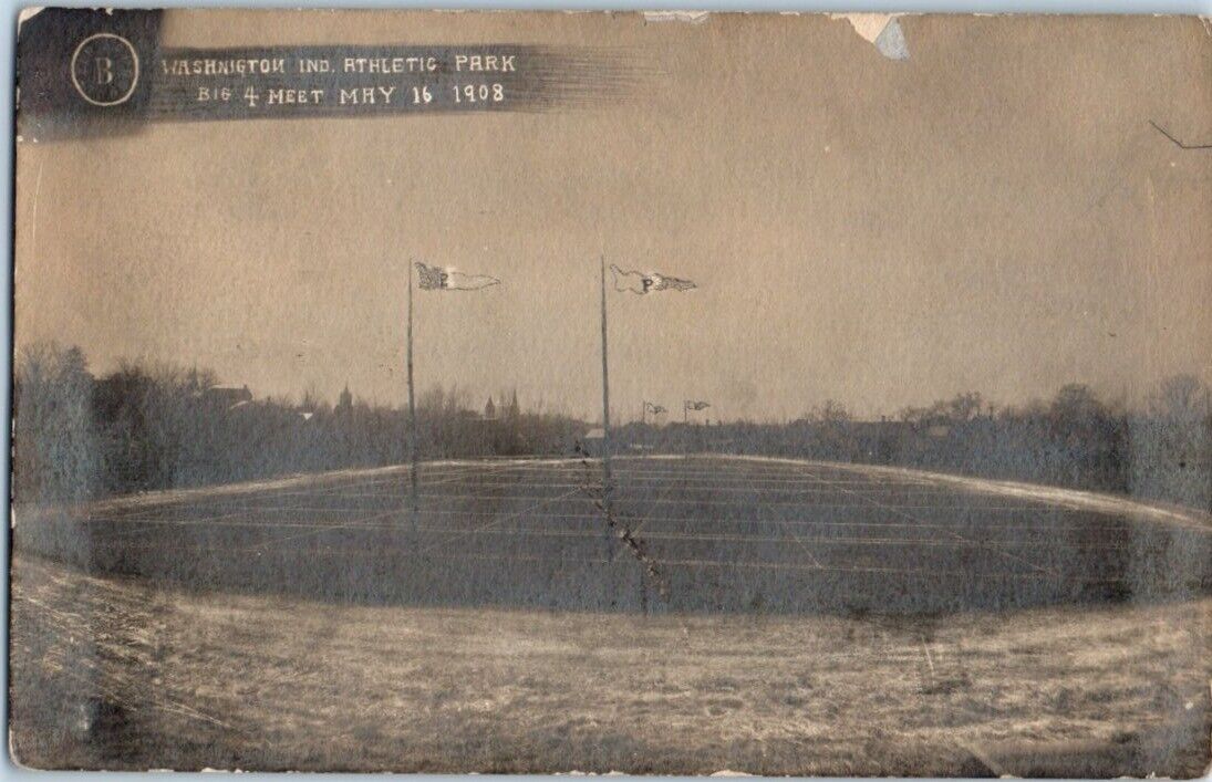 1908 Big Four Washington Indiana Athletic Park Real Photo Postcard