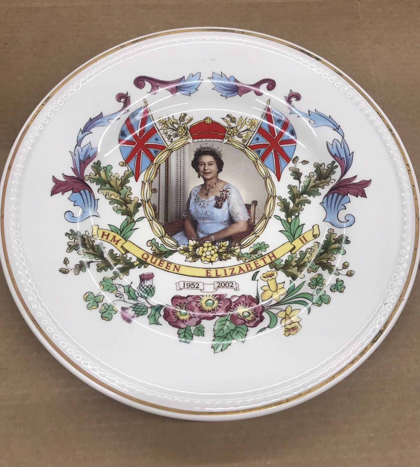 Queen Elizabeth Golden Anniversary Commemorate Plate 1952-2002 British Made