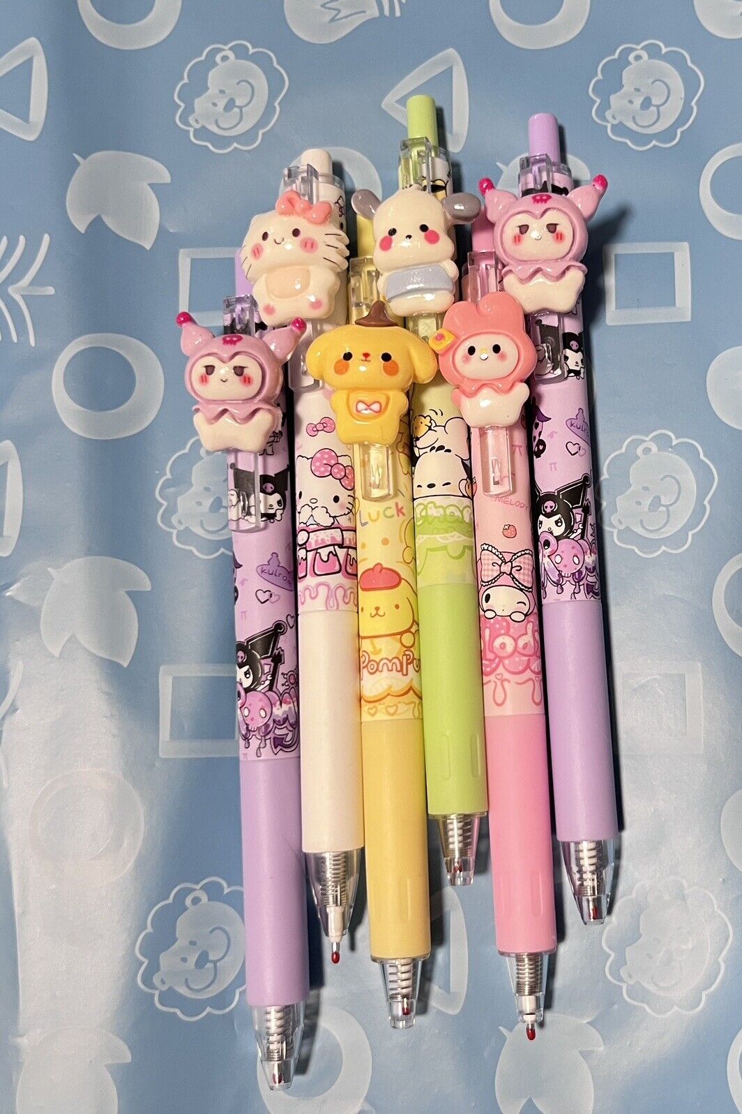 Sanrio Pens My Melody,Kuromi,Pompom,Hello Kitty, Pochacco 6pcs Pen set