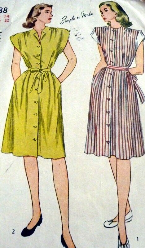 *LOVELY VTG 1940s SIMPLICITY MATERNITY DRESS Sewing Pattern 14/32
