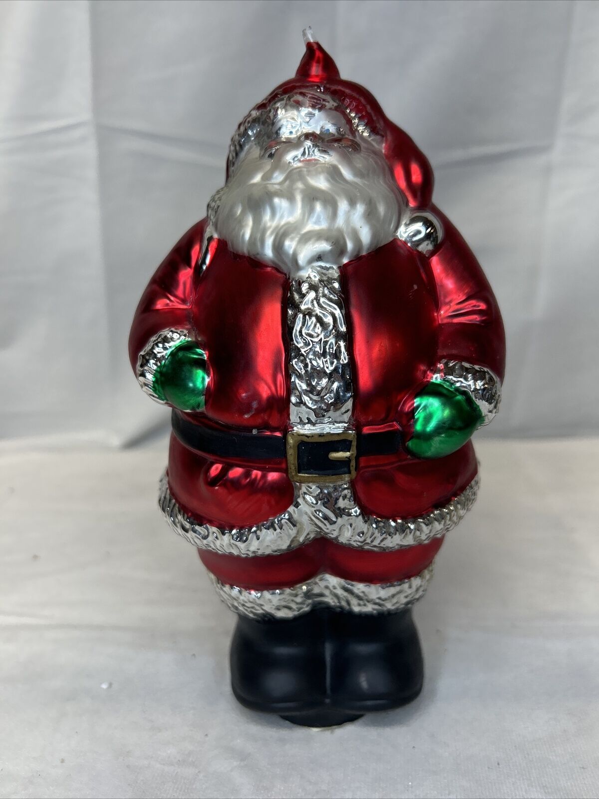 Vintage Department 56 Santa Ornament Large 9.5 in Hand Blown Glass 1990s