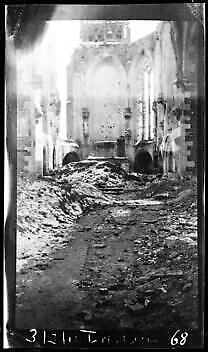 Damaged church through the doorway France 1916 California Old Photo