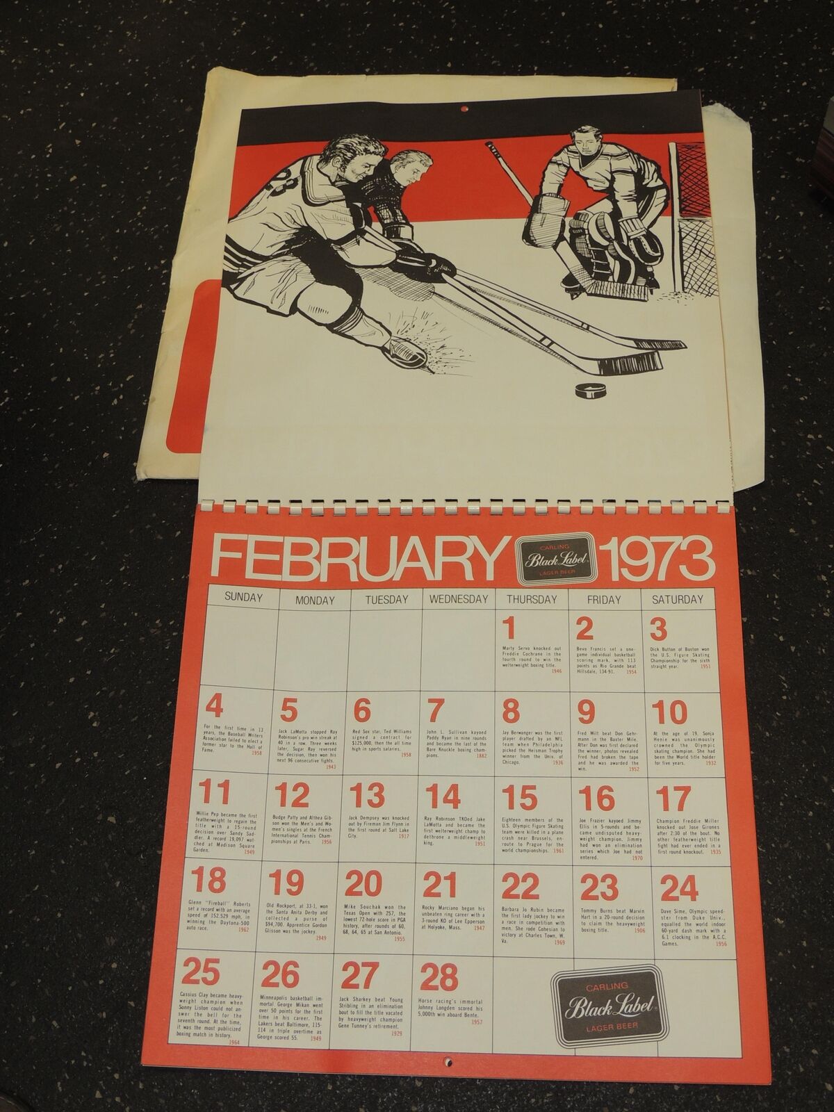  Vintage Carling\'s Black Label Beer 1973 Calendar of Sports