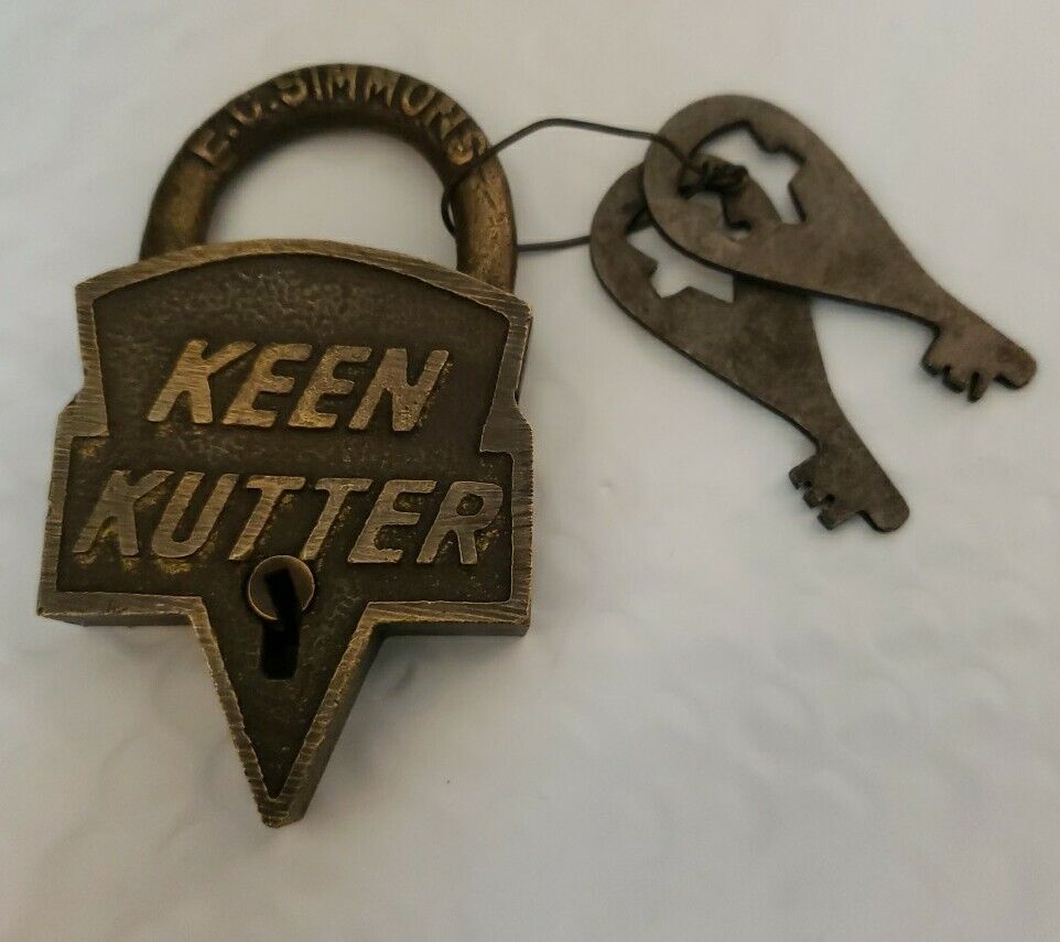 Padlock Keen Kutter 2 Keys Brass Lock, Antique Finish USA