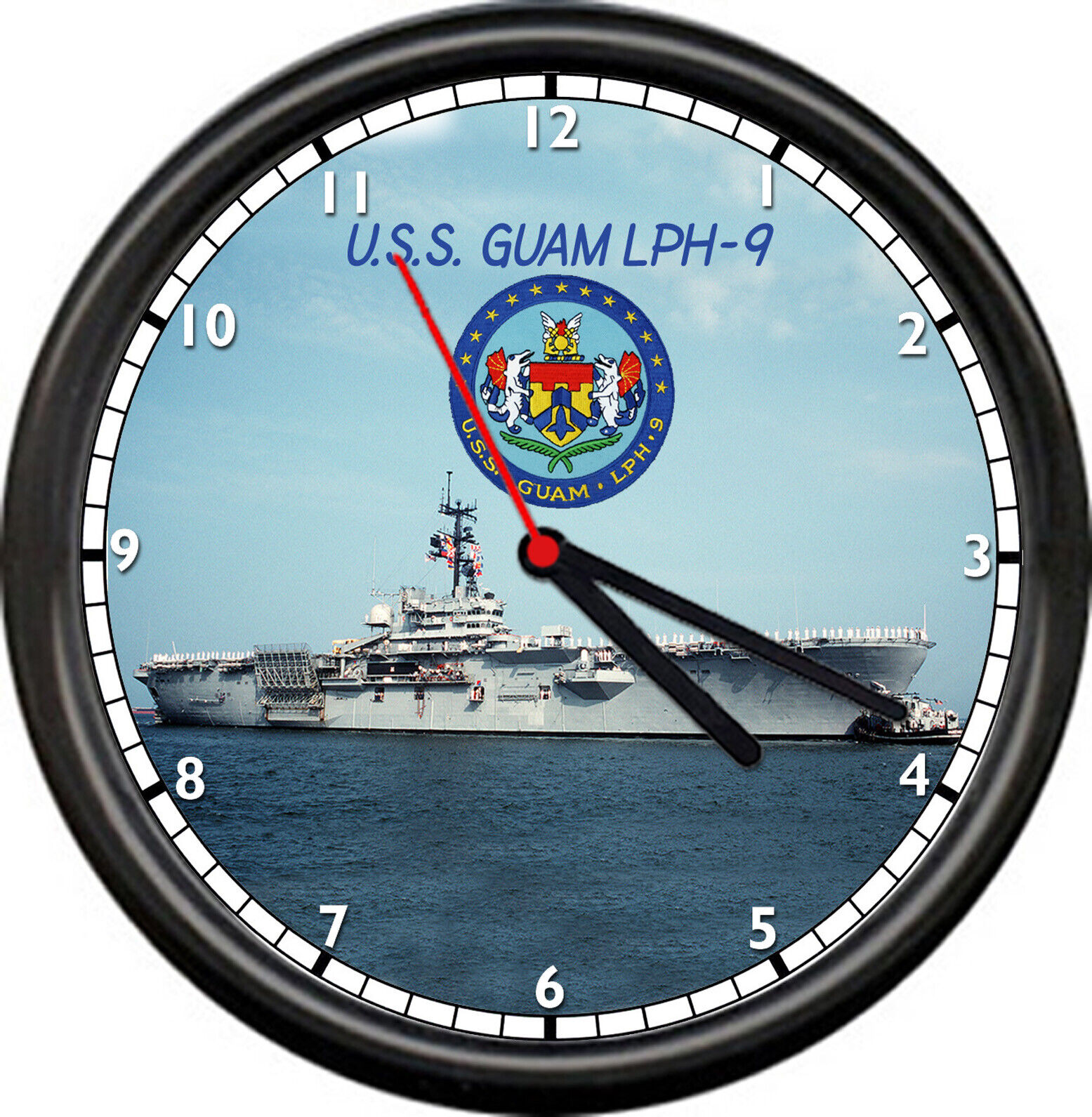 USS Guam LPH-9 US Navy Veteran US Navy Military Ship Sign Wall Clock