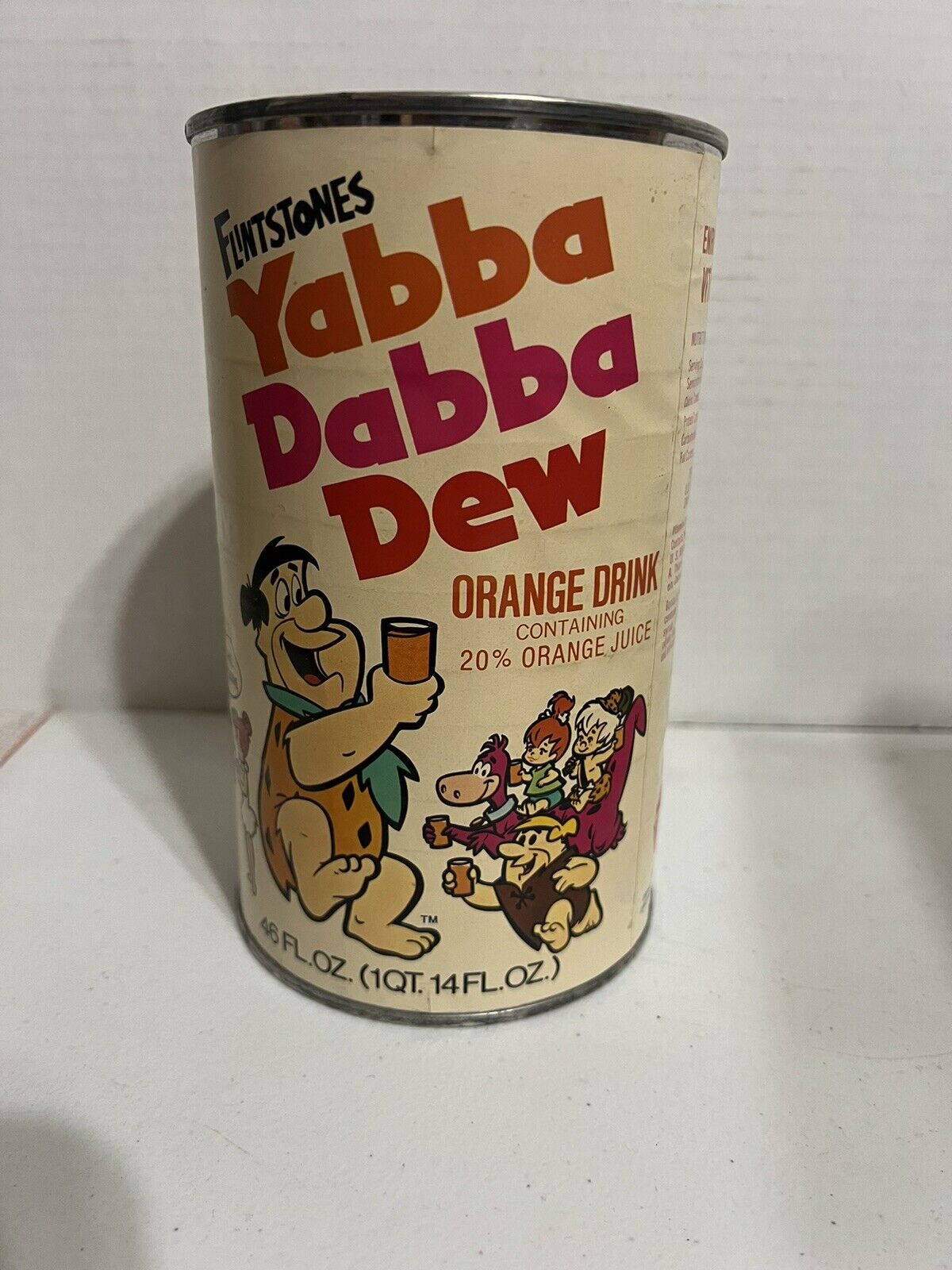 1974 Flintstones Yabba Dabba Dew Orange Drink Can - RARE