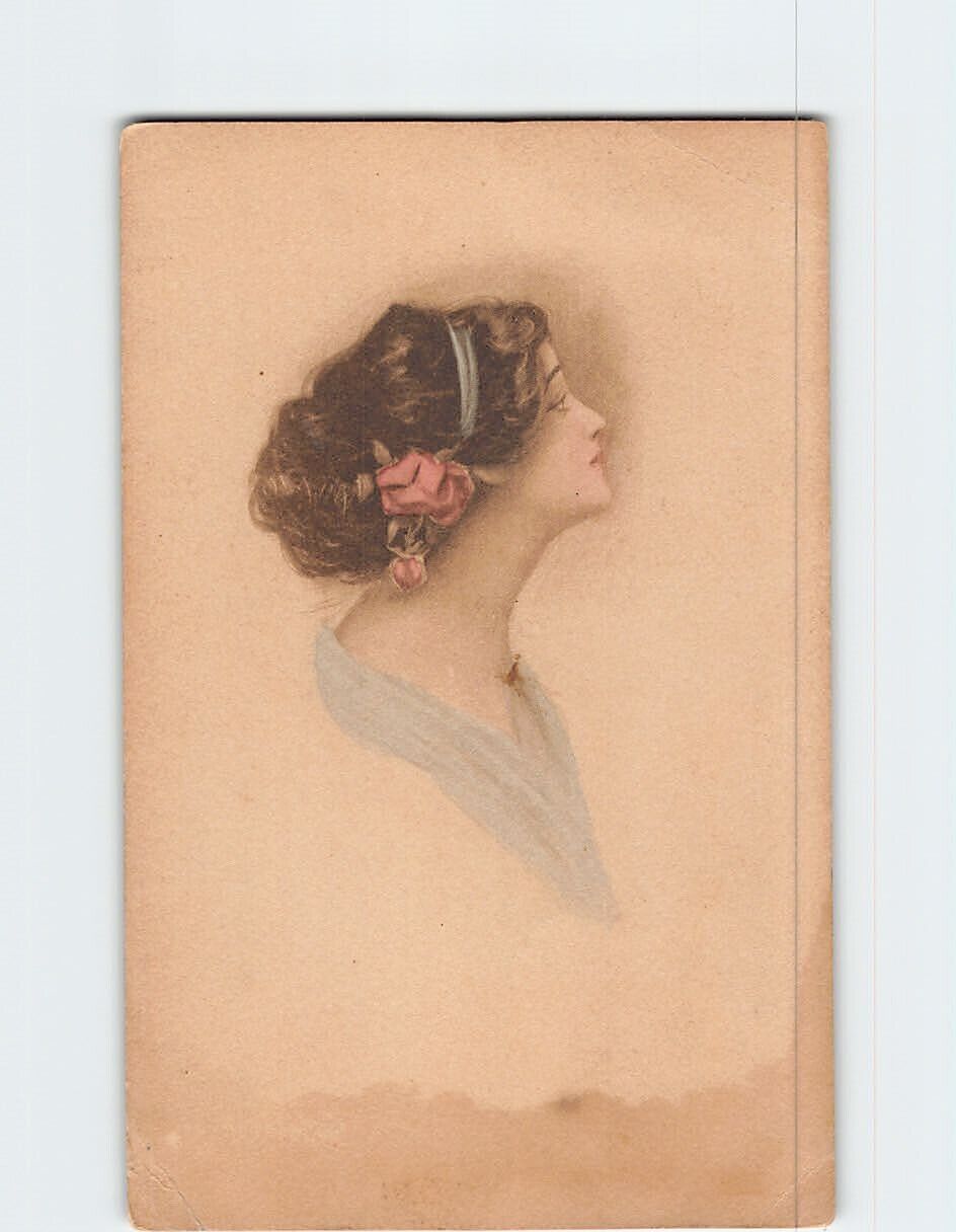 Postcard Vintage Portrait of a Beautiful Woman