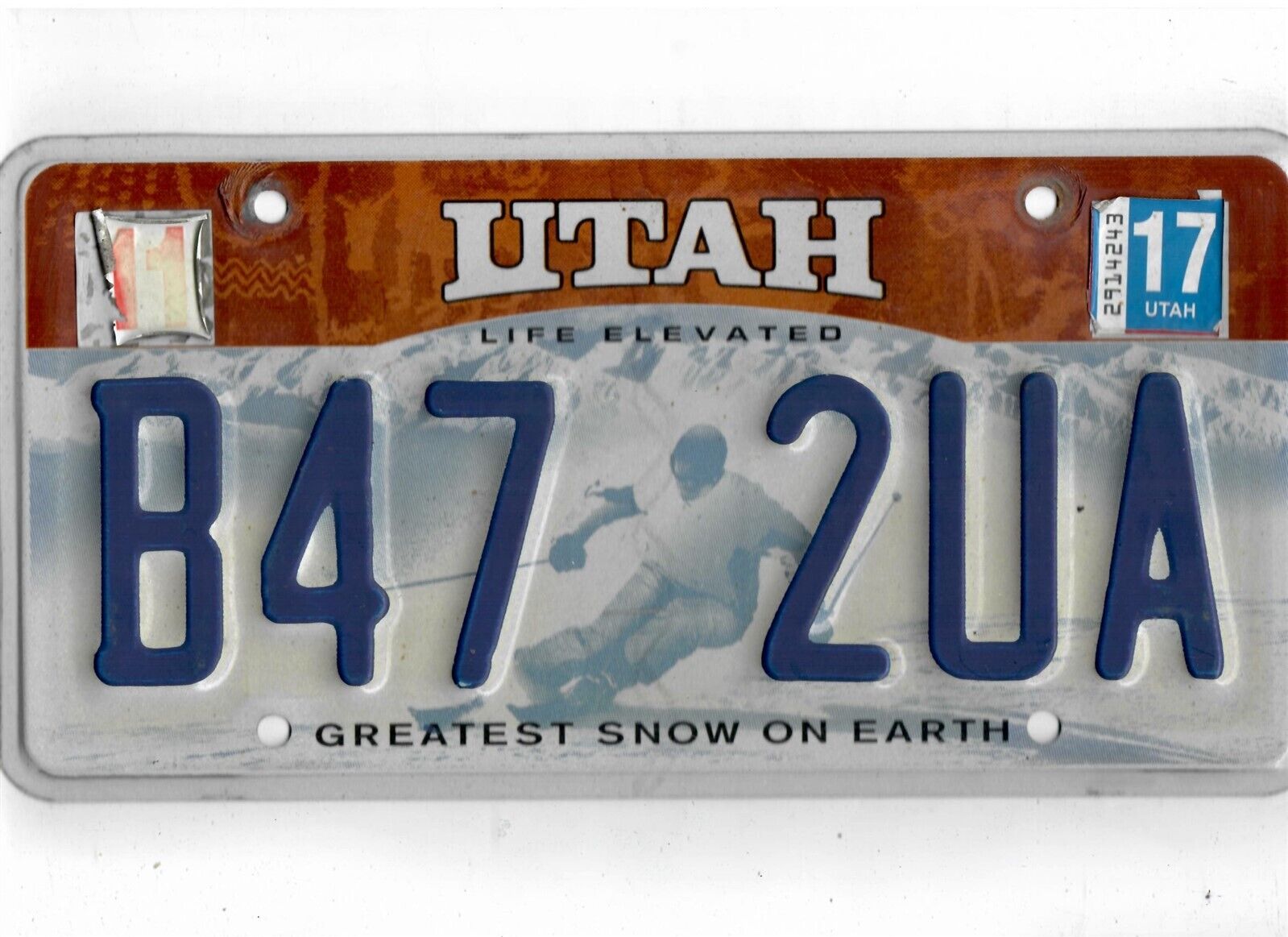 UTAH passenger 2017 license plate \