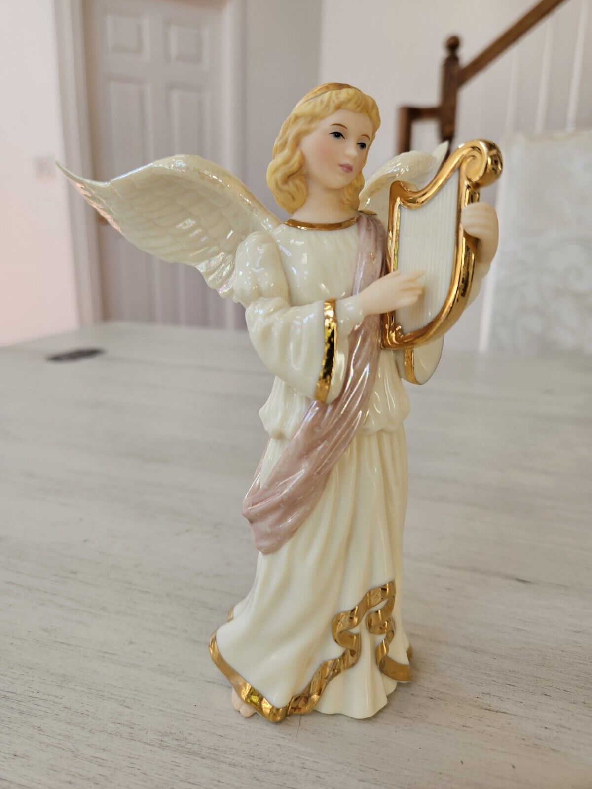 Lenox The Angels' Serenade Handpainted Porcelain Angel Figurine Playing Harp