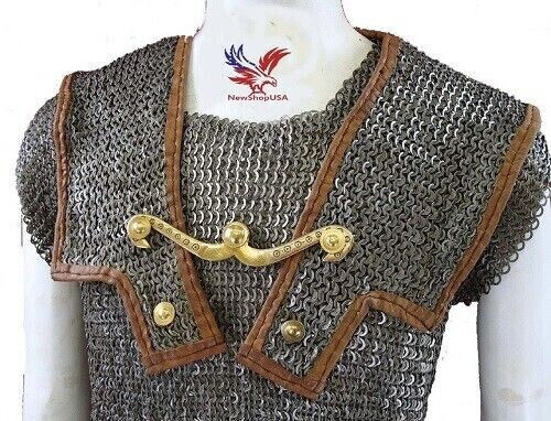 Stainless Steel 9 mm Roman Lorica Hamata Chainmail Coller