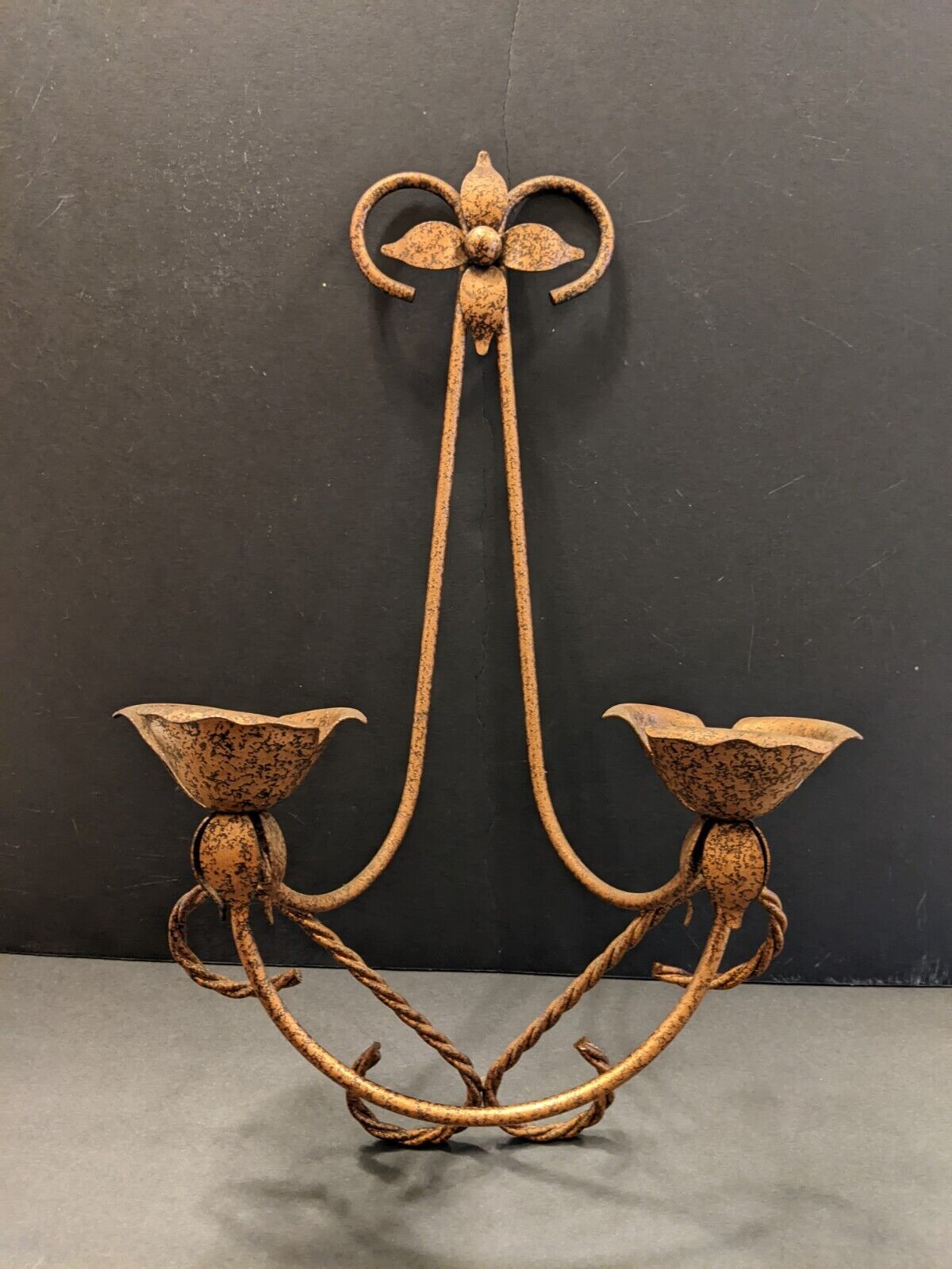 Hollywood Regency, Retro Metal Double Candle Wall Sconce