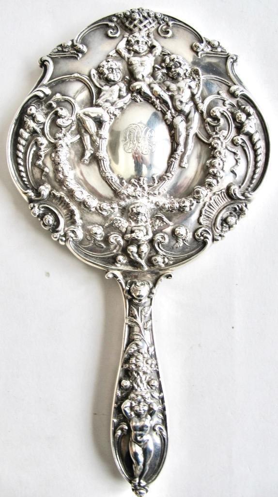 Antique Tiffany & Co Sterling Hand Mirror late 19th early 20th Century Ornate